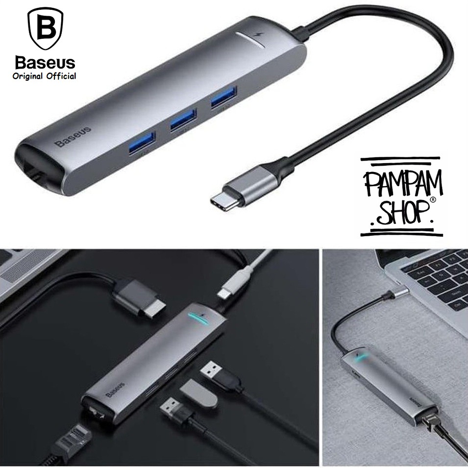 BASEUS ORIGINAL Mechanical Eye 6 in 1 HUB Type C USB Docking Station Adapter Adaptor Laptop Macbook