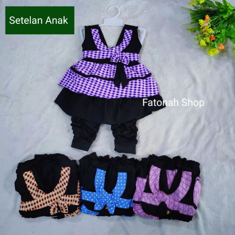 setelan anak cewek baju anak perempuan 8 9 10 11 12 bulan 1 tahun 2 tahun ( dress blaem )