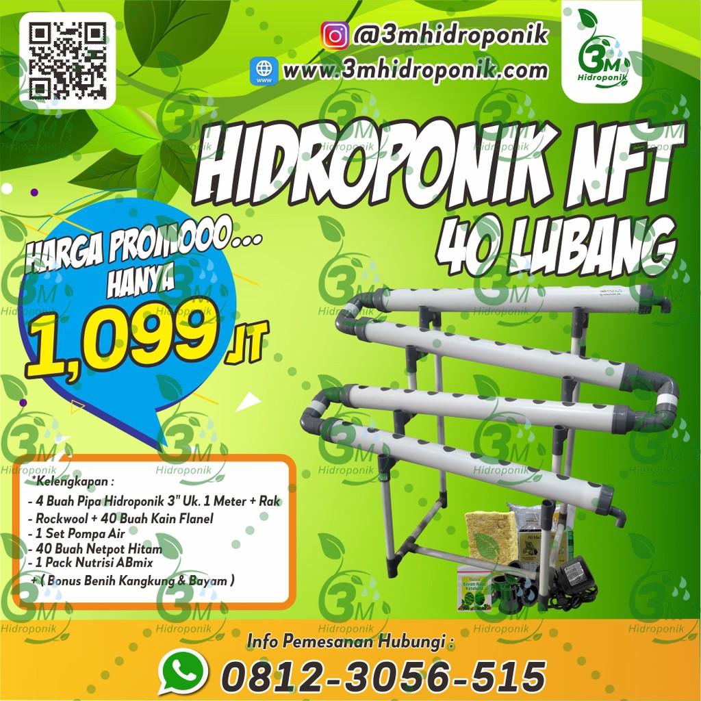[ PAKET ] HIDROPONIK SET NFT SYSTEM 40 LUBANG 3 In