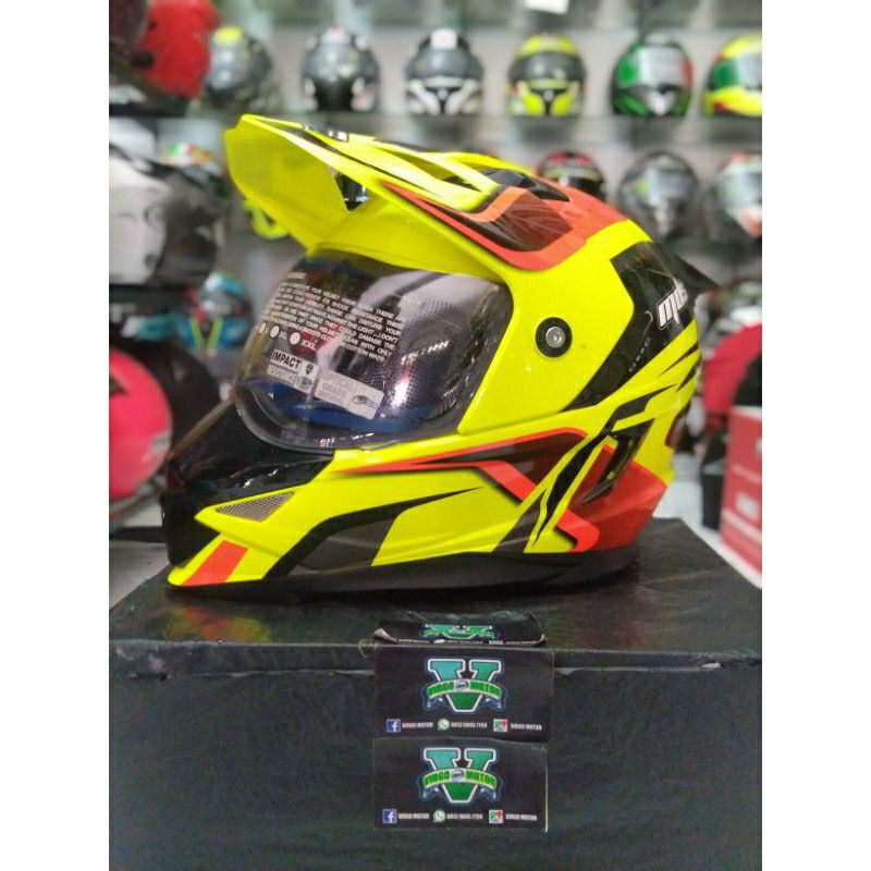 HELM MDS SUPER PRO SUPERMOTO MOTIF #2 YELLOW FLUO ORIGINAL