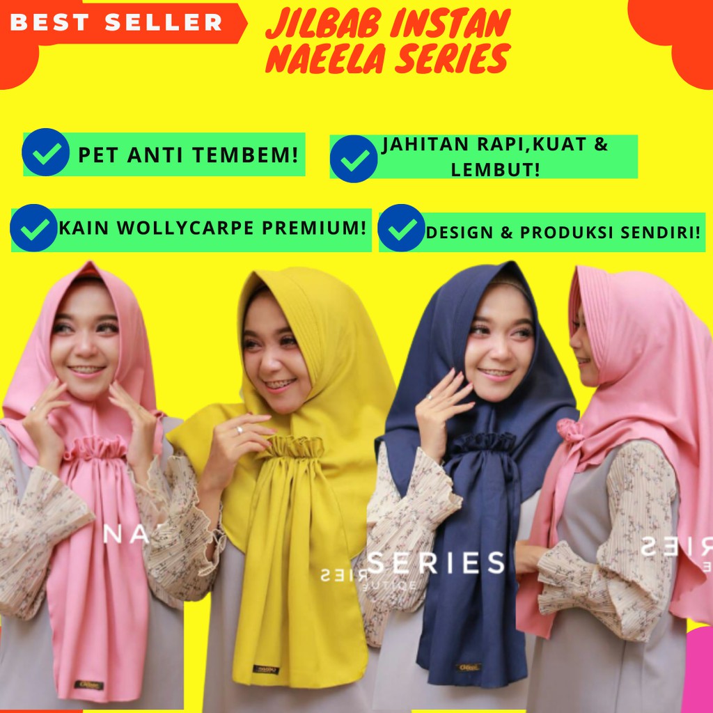 Jilbab Instan Khimar Kerudung Panjang Motif Instant Syari Bergo Tali Jumbo Kamila Neela Series