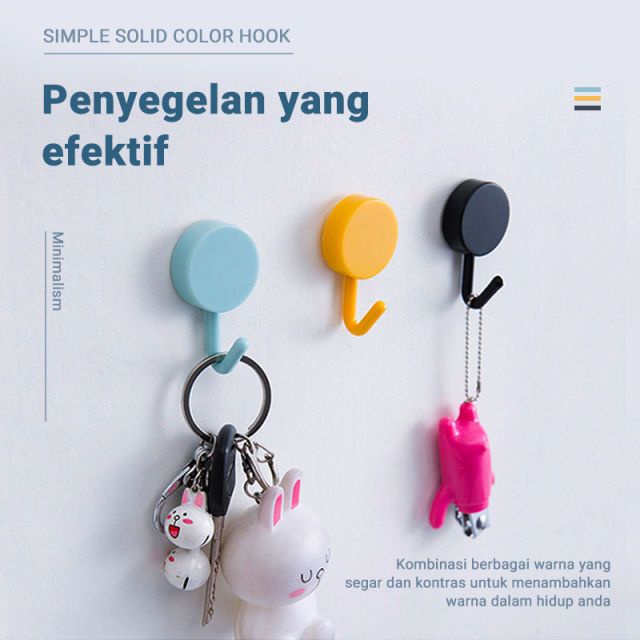 Gantungan Hook Tempel Baju Dinding Serbaguna Kamar Mandi Dapur Bulat Warna Warni