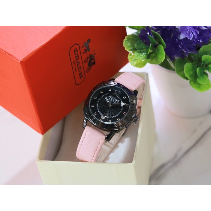 (COD)✅ JAM TANGAN WANITA COACH TALI PINK