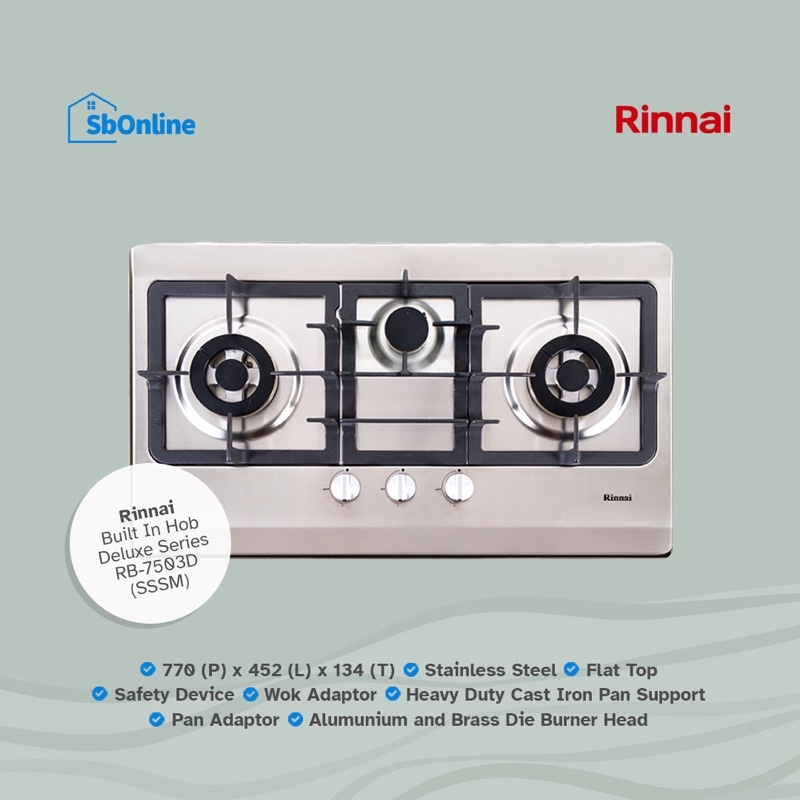 Rinnai Kompor Tanam Gas 2 Tungku - RB 7503 D SSSM