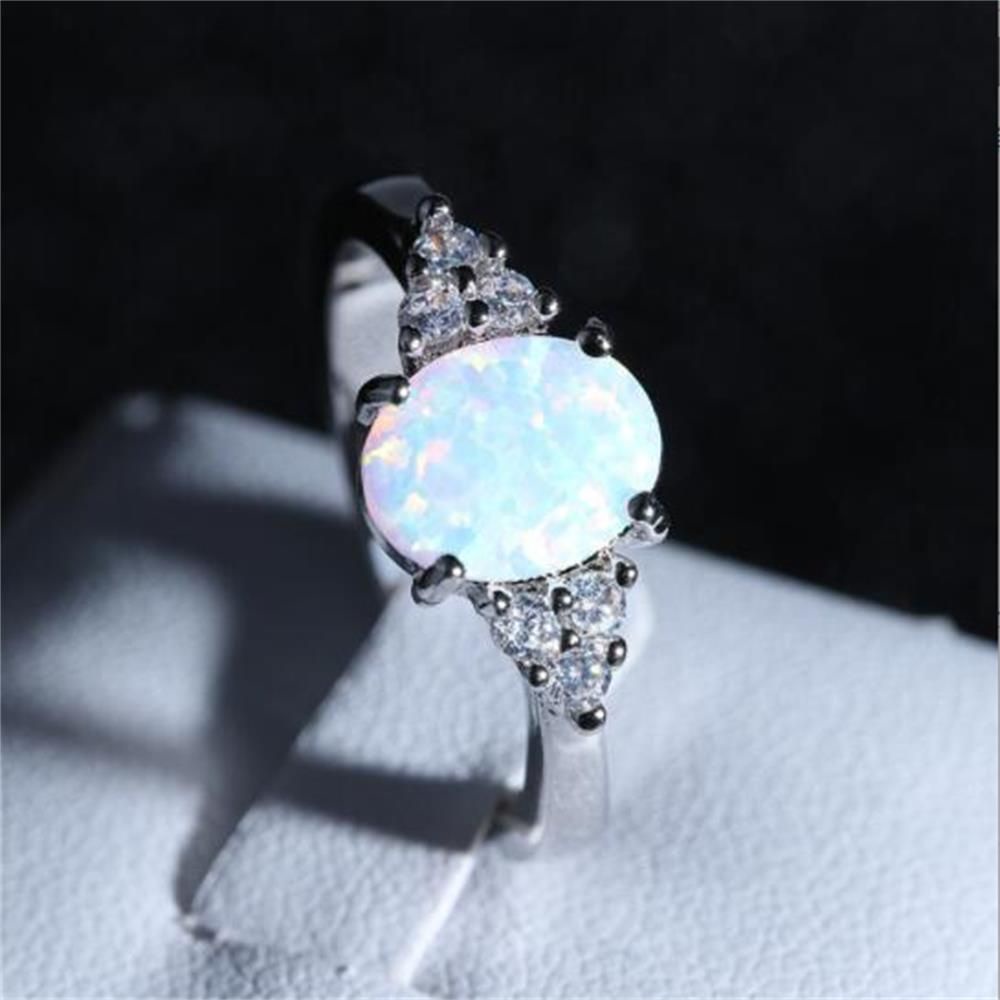 WONDERFUL Hot White Opal Ring Wedding Fashion Crystal Party Jewelry Gift for Women New Trendy Valentine's Day Gift