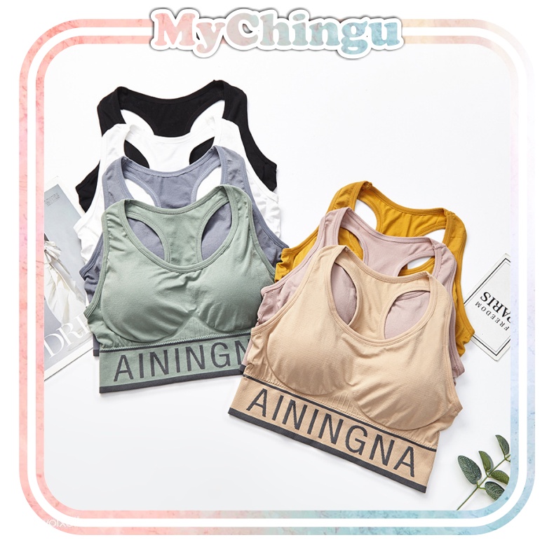 ❀ Chingu ❀ PW110 COD Sport Bra Gym Wanita Sport Crop Top Seamless Kebugaran Olahraga Import Surabaya