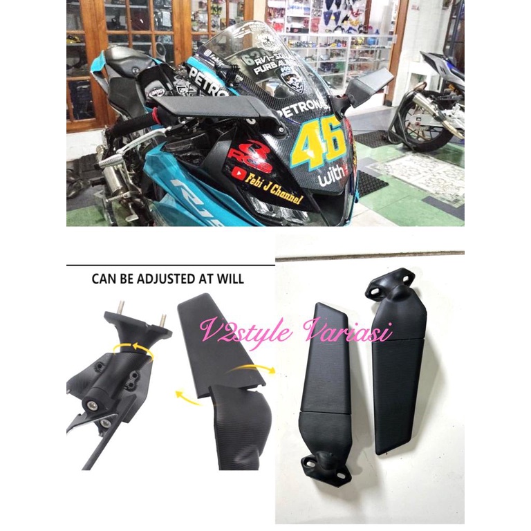 SPION WINGLET REAR MIRROR ORIGINALSTEALTH SLIM LIPAT SPION SAYAP DEPAN F22 BLACK R KACA DEPAN ORIGINAL CBR R25 VIXION MX King R15 V3 NINJA R RR YZF R3 MT25 MT07 FIZ R KLX CB150R GSX SONIC NINJA 250FI KARBU NMAX R15V3 ZX25R ZX10R CBR250RR GSX150 NINJA R RR