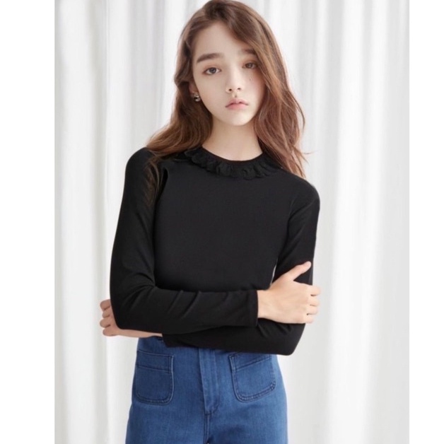 Kaos Anak Perempuan Lengan Panjang Hitam Polos