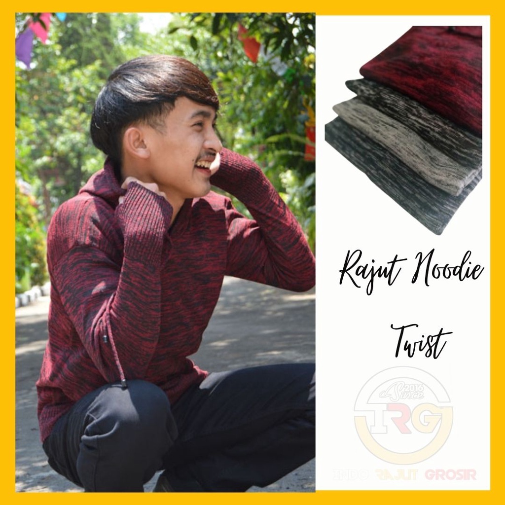 RAJUT HOODIE TWIST / SWEATER RAJUT PRIA / SWEATER RAJUT TEBAL