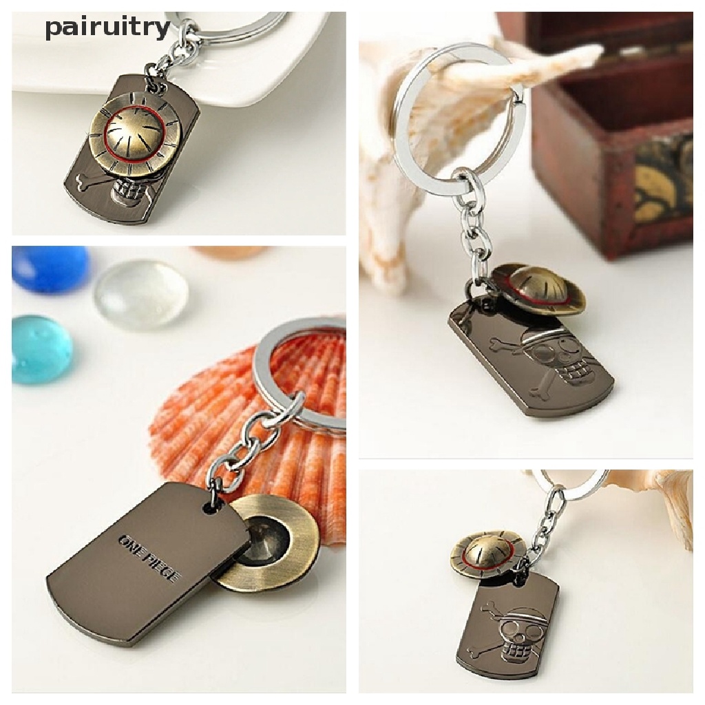 Prt Gantungan Kunci Bentuk Tengkorak Anime One Piece Luffy Bahan Stainless Steel PRT