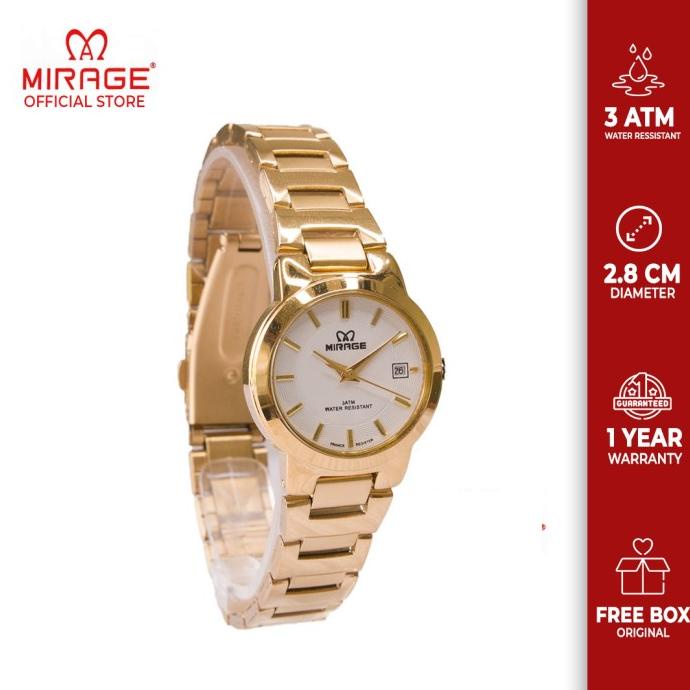 Miragewatach Jam Mirage Wanita Terlaris Original 7390L Gold Emas barang ada