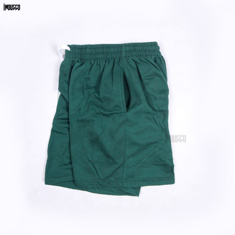 Imous.co celana pendek boardshort hijau botol polos all size