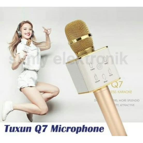 mic ktv Bluetooth tuxun Q7 wireless microphone ( mic Tanpa Kabel )