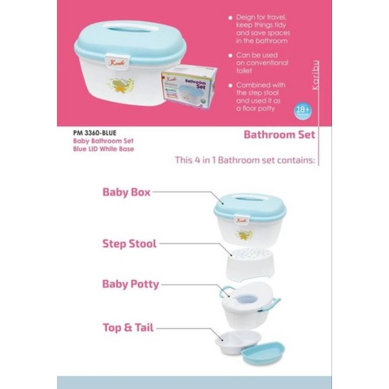 KARIBU Baby Bathroom Set - Blue / Karibu Bathroom set blue / Alat Keperluan Mandi Bayi karibu