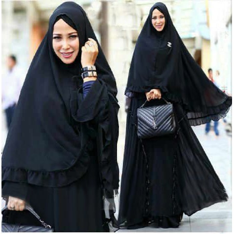 [Syari Miranda Hitam SW] Baju Muslim Wanita Jersey Hitam