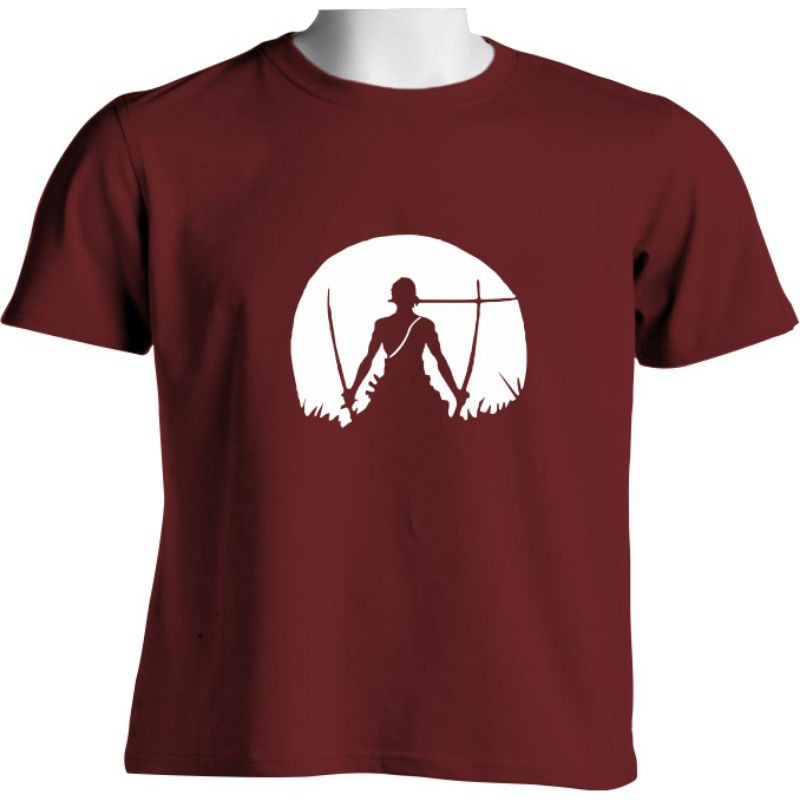 Kaos T shirt Anime one piece Zoro siluet 3 pedang