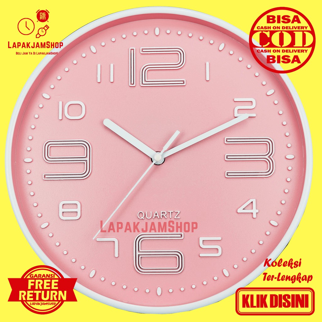 Jam Dinding Quartz Minimalis Unik Nikko NK-2821 Biru Pink Maroon Brown Hiasan Dinding Lucu