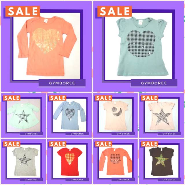 Kaos Atasan Anak Perempuan Gymboree Aplikasi Manik Cantik