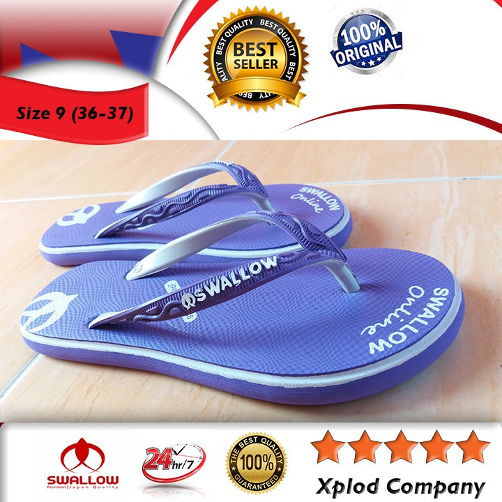(SIze 36) Sandal Jepit Swallow Online Premium Ukuran 9 Warna Ungu Sendal Wanita