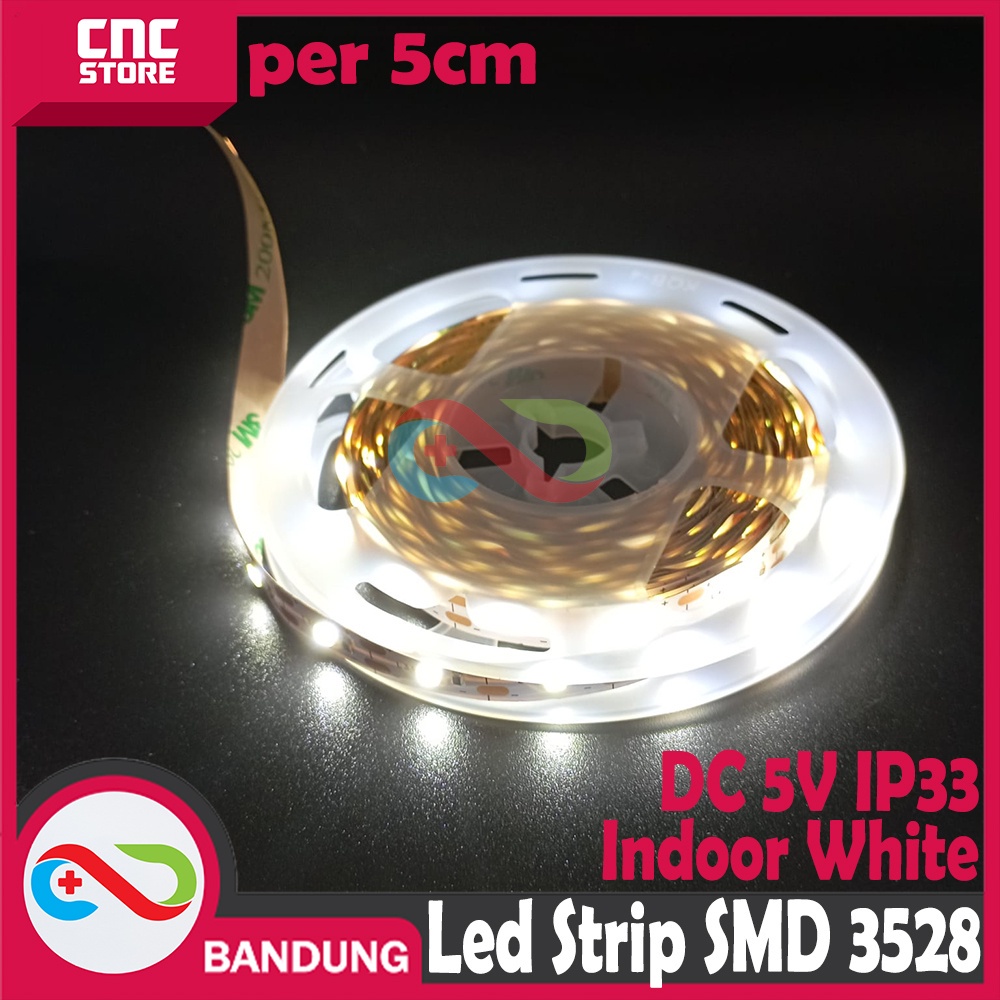 LED STRIP SMD 3528 SINGLE COLOUR DC 5V IP33 INDOOR PUTIH WHITE PER 5CM