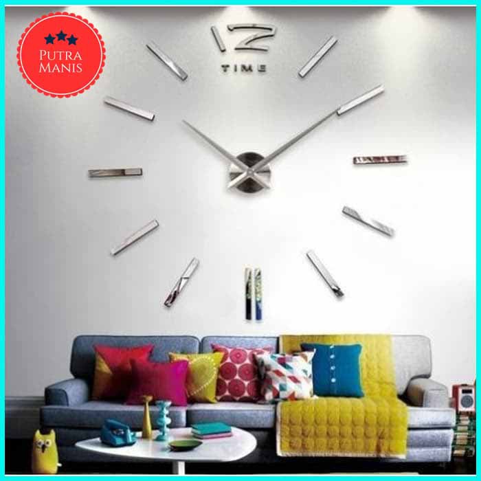 Clock Jam Tempel Dinding jumbo raksasa Ukuran Besar Dekorasi jarum manual dengan baterai AA Analog