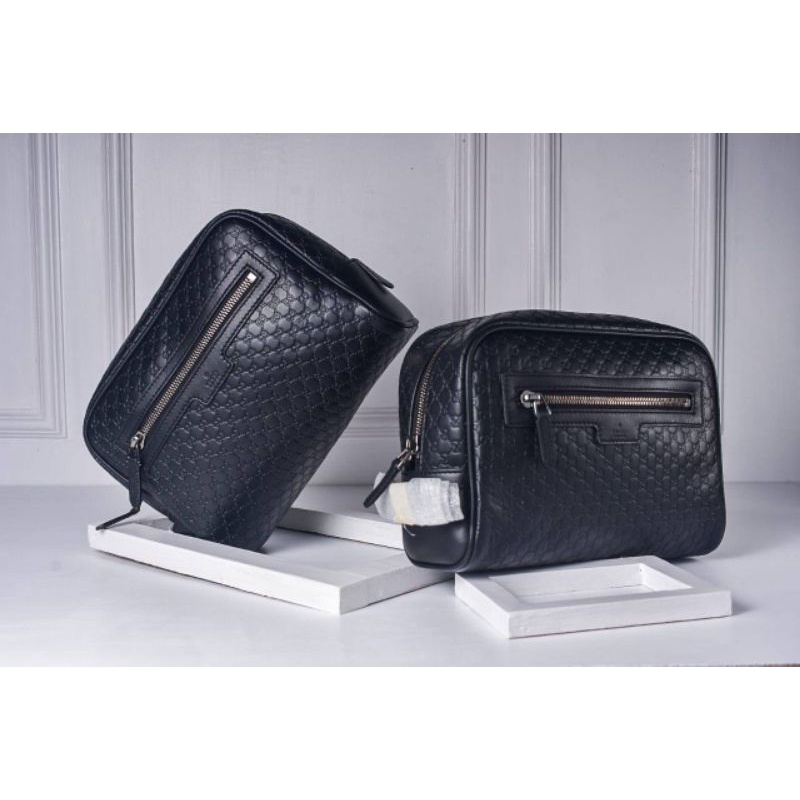 Gucci Pouch Men Black Leather
