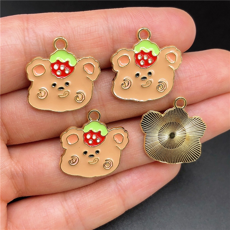 4pcs Liontin Enamel Bentuk Hewan Kelinci Bahan Alloy Untuk Membuat Perhiasan Charms