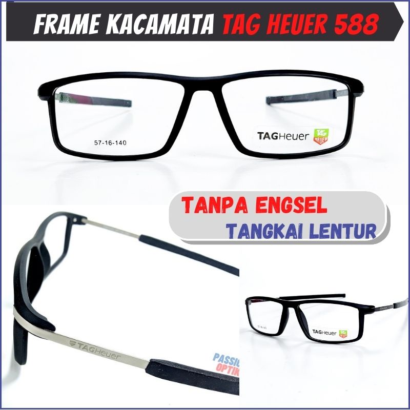 Frame Kacamata Pria Lebar | Frame Kaca mata Tag Heuer Pria | Model Sporty Tag Heuer TH588