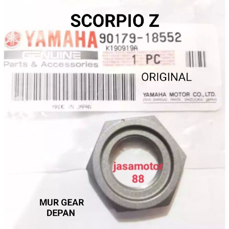 MUR NUT GEAR GIGI TARIK DEPAN YAMAHA SCORPIO Z ORIGINAL 90179 18552