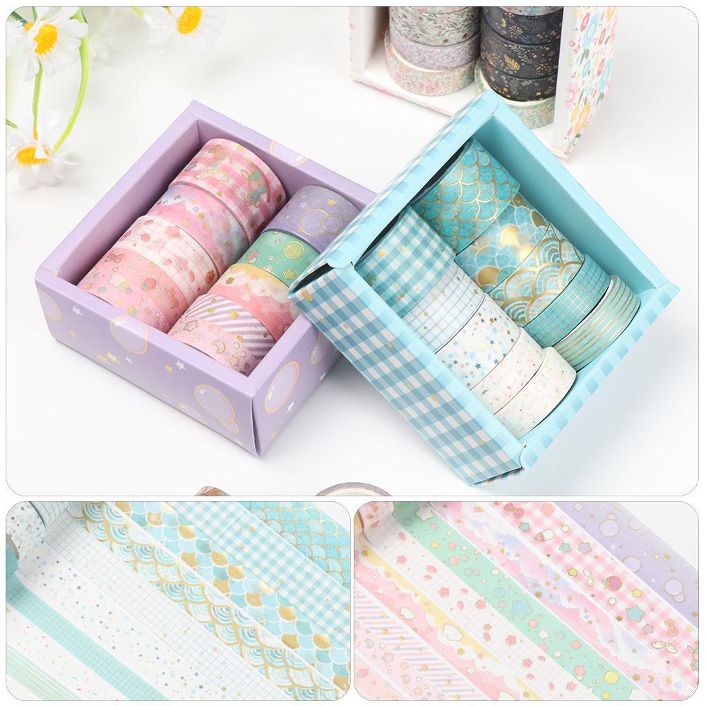 Nanas Washi Tape Bronzing Kombinasi Perlengkapan Sekolah Motif Bunga Diary Label Multi Warna Dekoratif Scrapbooking Stiker