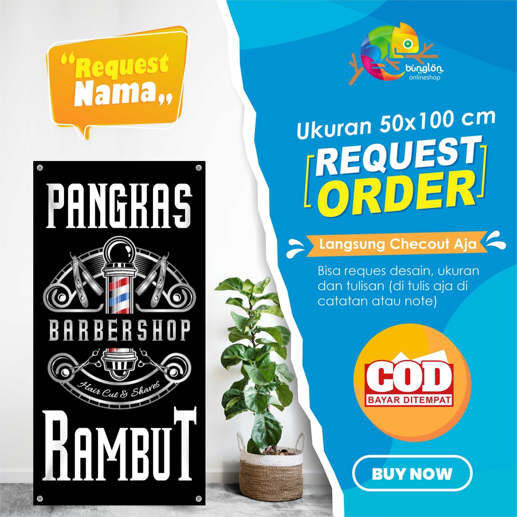 Spanduk Banner Pangkas Rambut Keren Model C