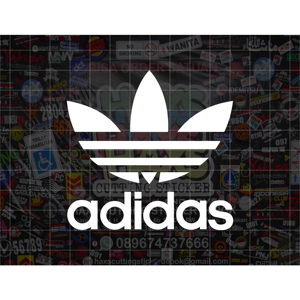 Cutting Sticker Adidas Trefoil Ukuran 8 Cm Untuk Mobil Motor