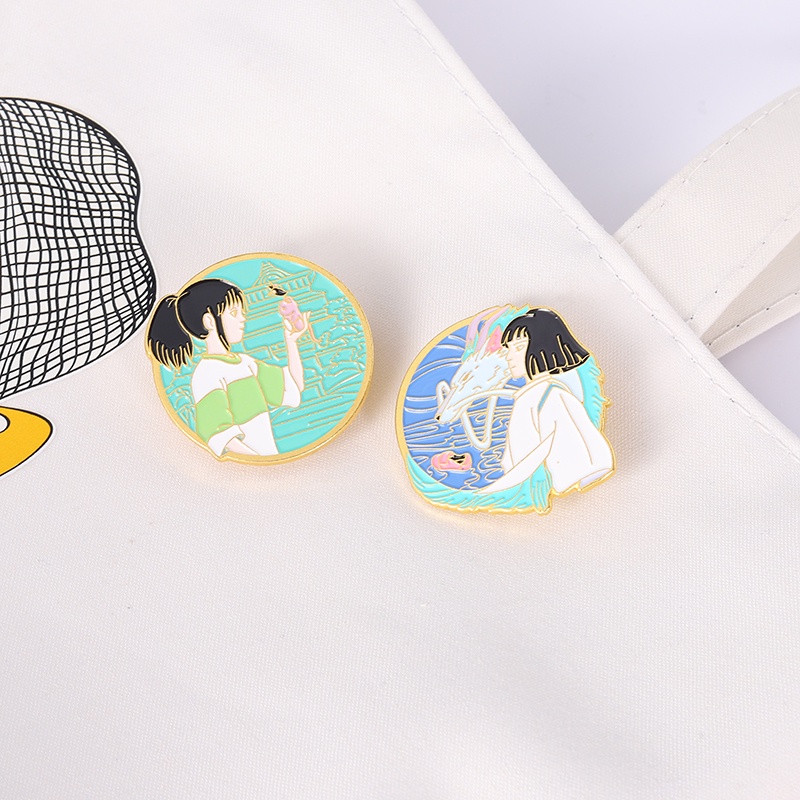 Anime White Dragon Spirited Away Enamel Pin Lapel Badge Bag Cartoon Collection Jewelry Birthday Gift