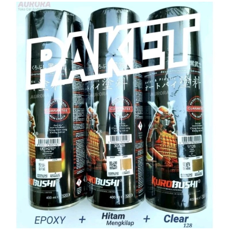 PAKET SAMURAI PYLOX DARI DASARAN EPOXY ABU UCH210 + HITAM MENGKILAP 109 + CLEAR GLOSS 128 HASIL