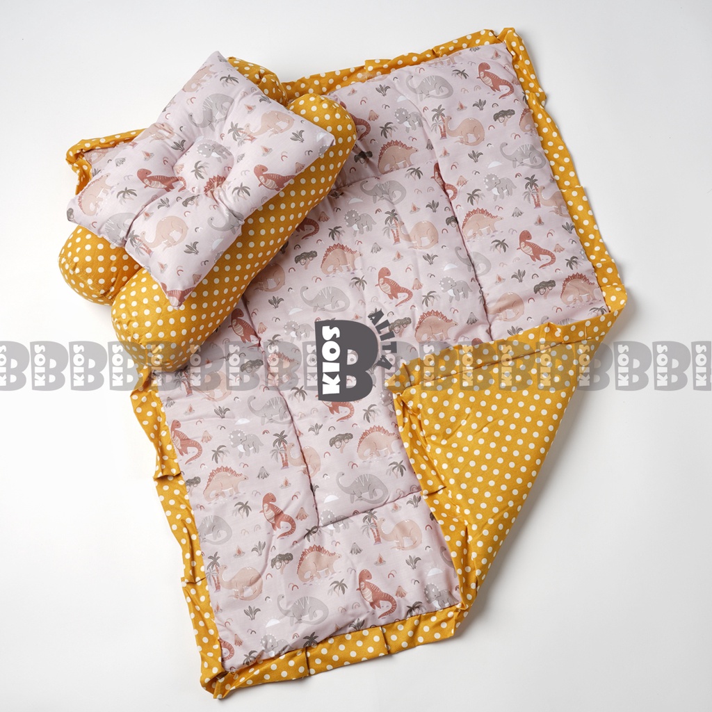 BED COVER SET BAYI Bed Cover Bayi Bantal Guling Selimut Bayi Tempat Tidur FREE tas mika Kado Lahiran-MOCA DINO