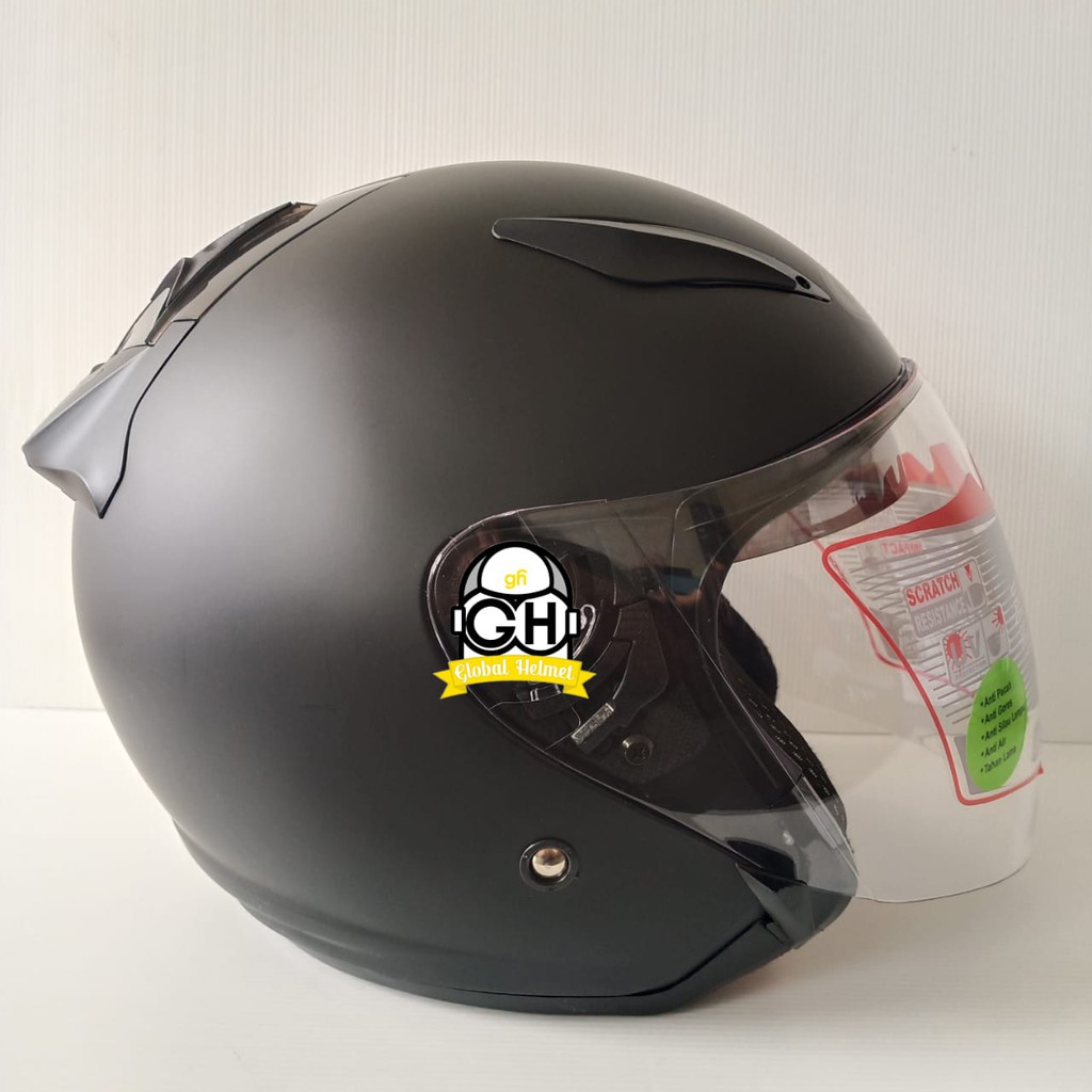 Helm Shell Rover Solid Black Doff Helm Double Visor Original