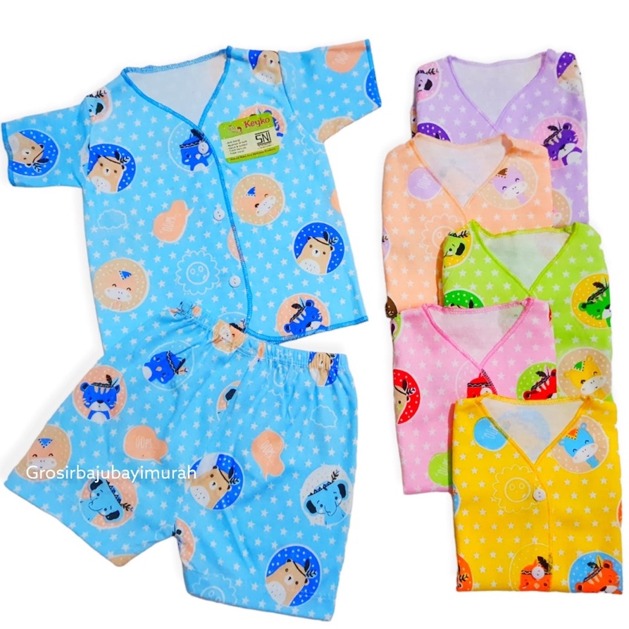 SETELAN baju bayi PENDEK MOTIF warna  bayi baru lahir