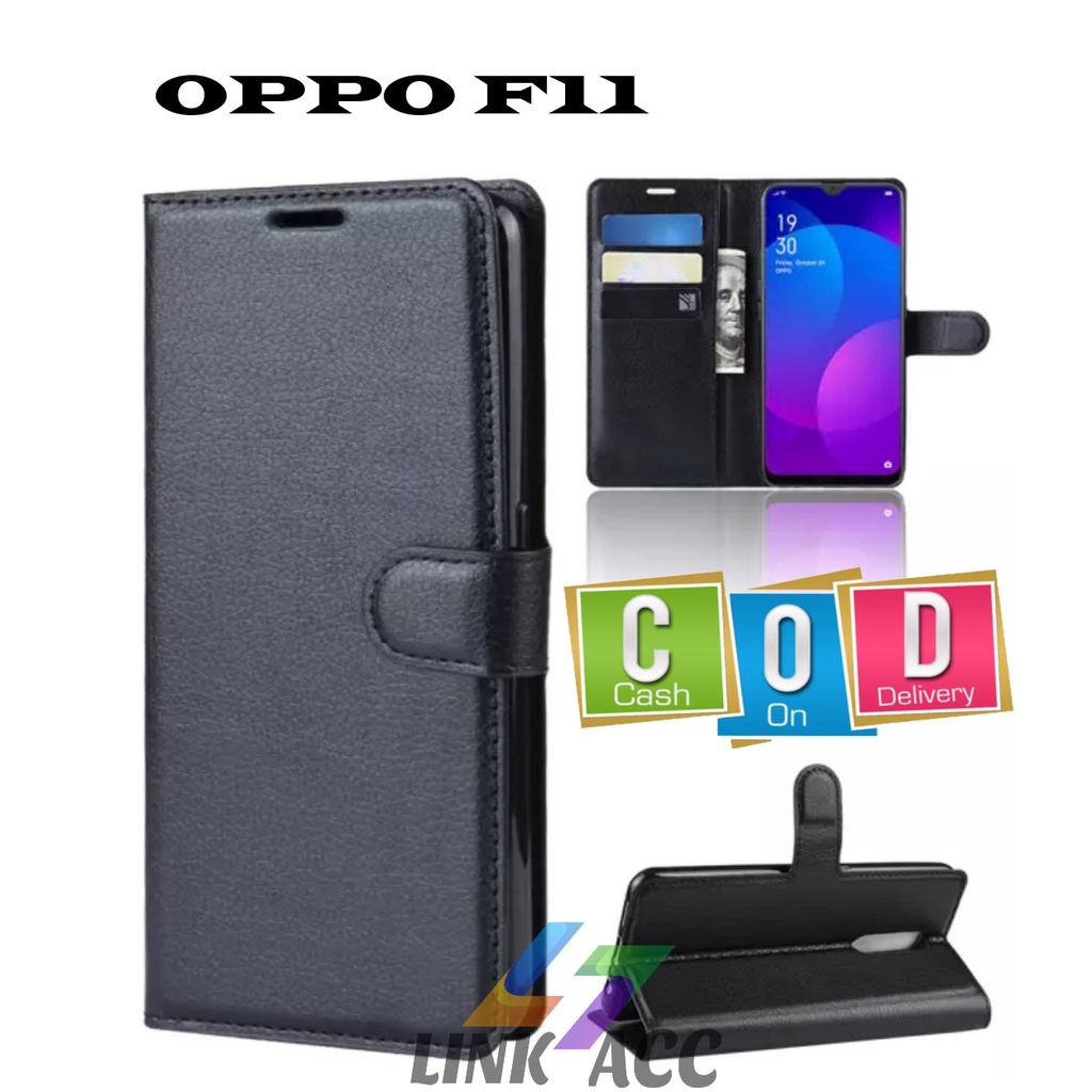 OPPO F11 LEATHER CASE PREMIUM-FLIP WALLET CASE KULIT UNTUK OPPO F11 - CASING DOMPET - FLIP COVER HP