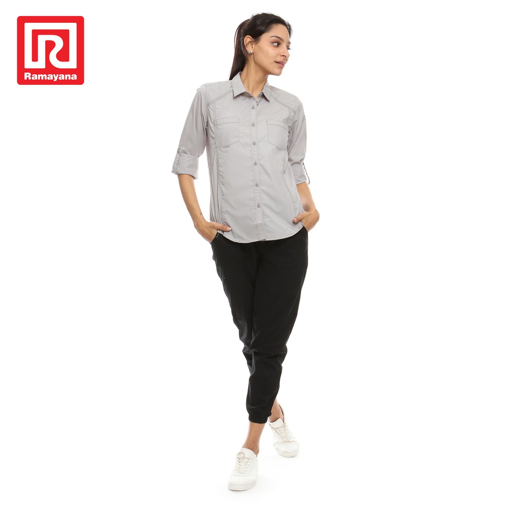  Ramayana  JJ Jeans Kemeja  Roll Up Wanita  Abu Shopee 