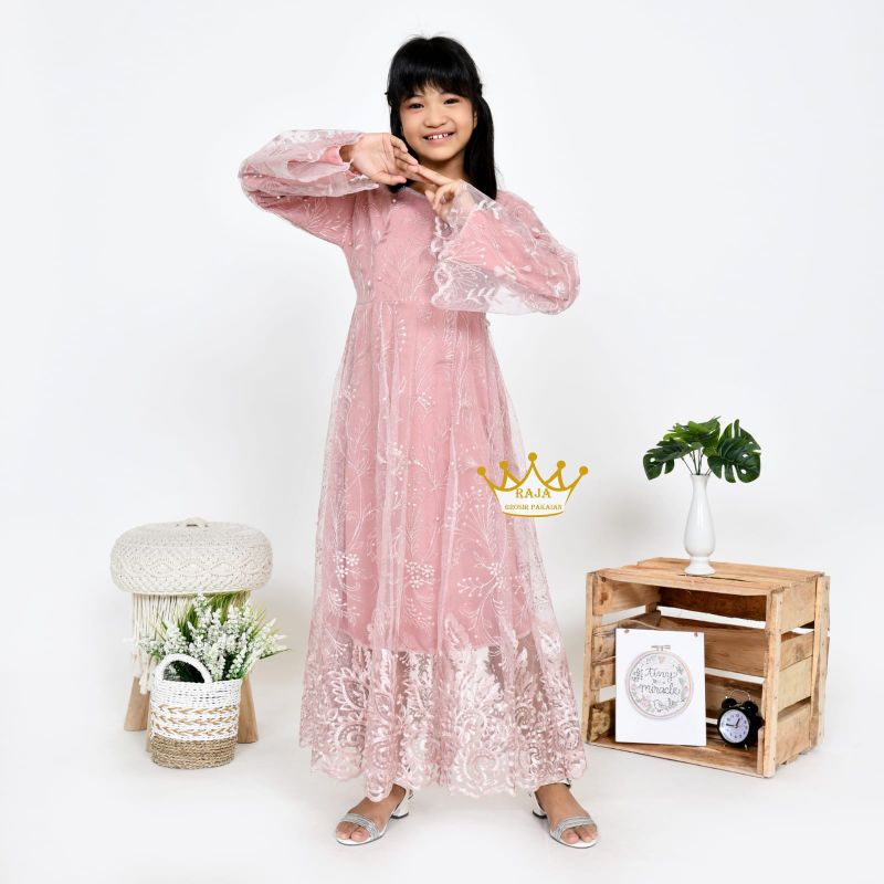 Gamis Anak Nagita Kid Full Brukat Resleting Belakang / Baju Pesta Gaun Gamis Anak Premium