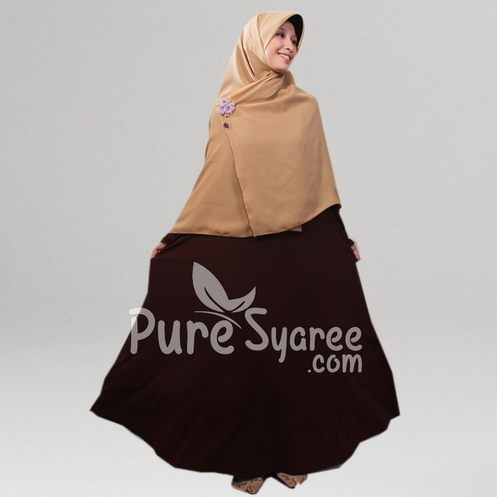 Gamis Payung Syari Polos Bahan Jersey Korea Chocolate