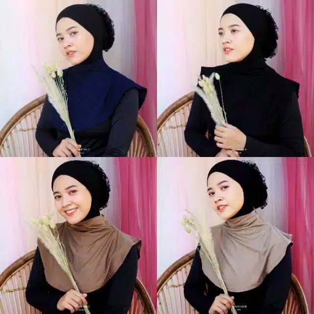 Inner  hijab leher premium turtleneck / inner leher jilbab bahan kaos / dalaman kerudung polos murah