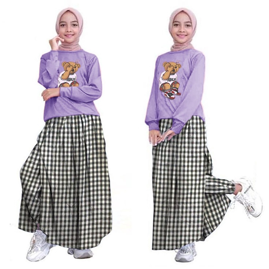 Baju Pesta Setelan Celana Rok Anak Remaja Perempuan Muslim Adem Elegan Santai Trandy Model Terbaru 2