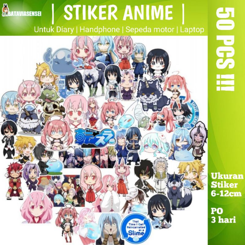 Stiker anime Tensura Slime - Stiker anime Rimuru slime - 50 pcs