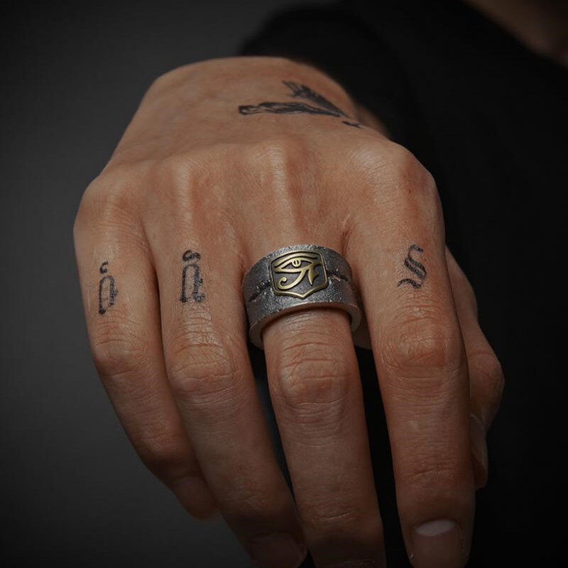 Cincin Model Terbuka Desain Horus Gaya Punk Hip Hop Untuk Pria