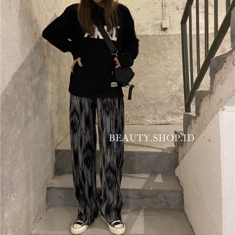 [IMPORT] Cullote Pants Loose Straight Tube - Celana Wanita Import - Korean style Kulot Pants F2