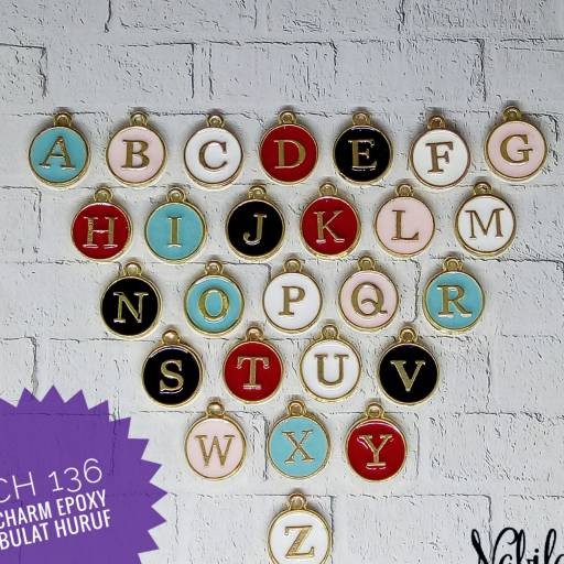 Satuan A R Charm huruf epoxy bulat warna bahan kerajinan Satuan A R Charm huruf epoxy bulat warna bahan kerajinan