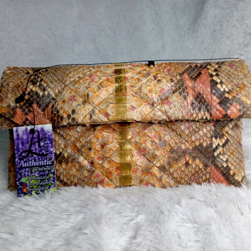 Authentic Elina Smoke Hand Bag 100% Kulit Ular Asli