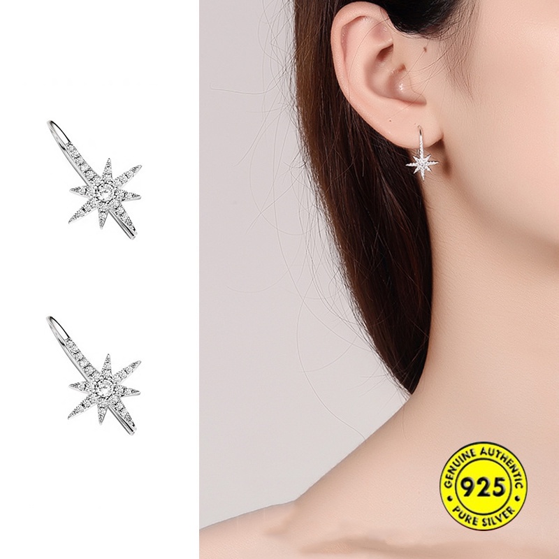 Anting S925 Silver Delapan Titik Bintang Gaya Korea Untuk Wanita