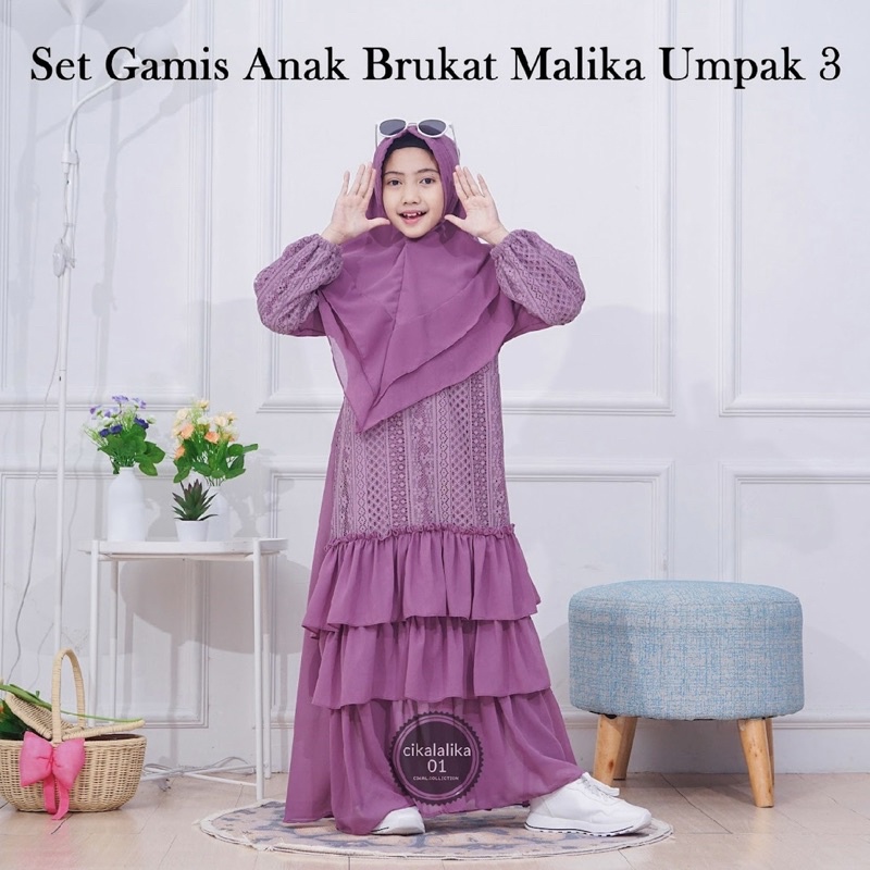 Cikalalika- set gamis anak brukat malika umpak3